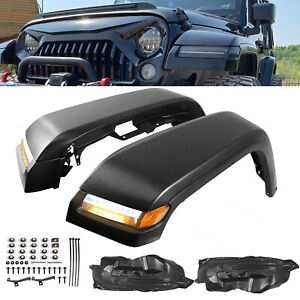 Front Fender Flares W/ Lights For 2007-2018 Jeep Wrangler JK Replacement (For: Jeep)