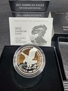 2021 W $1 American Eagle (TYPE 2)  Silver Proof Coin OGP  21EAN
