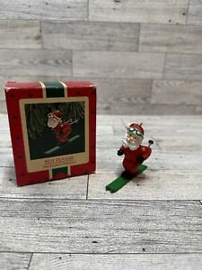 Hallmark Vintage 1987 Hot Dogger Santa Skiing Ornament