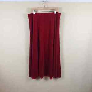 Lane Bryant Red Velour Midi Skirt Size 14/16