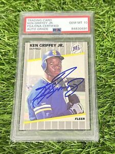 Ken Griffey Jr. 1989 Fleer #548 Signed Rookie Baseball Card PSA 10