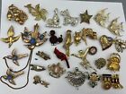 Large Lot Vintage Signed Unsigned Figural Brooches Rhinestone Enamel REPAIR