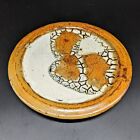 Studio Pottery Plate Ceramic Orange Crackle Glaze Signed 8