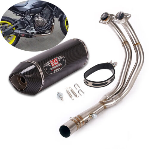For Yamaha MT-07 FZ07 XSR700 FJ07 Full Exhaust System Front Pipe 470mm Mufflers (For: 2021 Yamaha XSR700)
