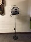 ANTIQUE VTG ART DECO CHROME BIRD CAGE ON STAND 63” TALL HENDRYX STYLE COMPLETE