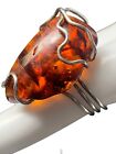 Genuine artisan made Extra large Baltic amber  sterling silver chunky  Ring Size