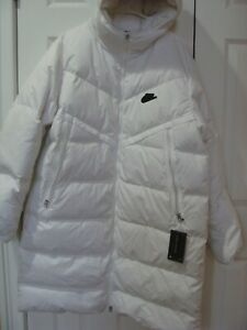 Men's Nike Down Fill Puffer Parka Jacket Long Coat CU4412 White Size L