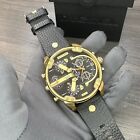 NEW✅ Diesel Mr. Daddy 2.0 57mm Black Leather Strap Wrist Watch Men’s DZ7371 $375