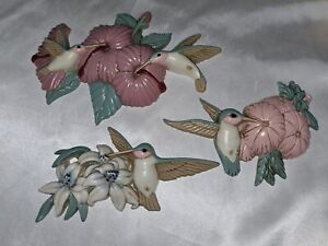 Vintage Hummingbirds Flower  3 Piece Set  Burwood Products  USA 3