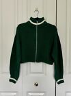 H&M Divided Green Zip Cropped Cardigan Knit Varsity High Neck - Size Small - NWT