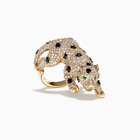 Panther Ring 3Ct Round Lab Created Black & White Diamond 14k Yellow Gold Plated