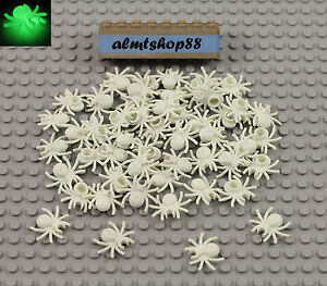 LEGO - Glow In The Dark Spiders Lot - Animal Insects Bug Halloween White Opaque
