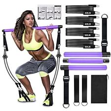 Pilates Bar Kit with Resistance Bands(4 x Resistance Bands) 3-Section Pilates...
