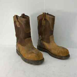 Carhartt Brown Distressed Leather Work Engineer Combat Boots - Men's 12
