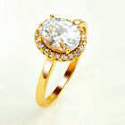 RING WOMENS GOLD PLATED OVAL WHITE CUBIC ZIRCONIA FASHION JEWELRY