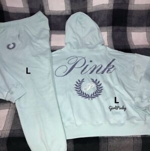 Victoria Secret Pink Sweatpants Set With Full Zip IN OPAL BLUE SIZE LARGE