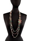 Authentic Chanel  Pearl, Pink, Turquoise Barbiecore  multi strand Necklace, 2017