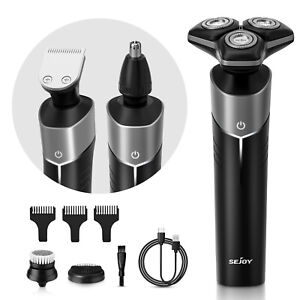 SEJOY 5in1 Electric Razor for Men Waterproof Rotary Smart Sensing Beard Trimmer