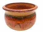 Vintage Studio Art Pottery Bowl Dish Tan Brown Orange Green Drip Glaze 5”