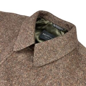 VTG Pierre Cardin Men's 100% Wool Tweed Trench Coat Brown • 48R