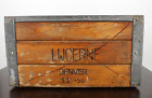 Vintage Lucerne Milk Crate Steel Frame Wood Box Denver Engraved 1956