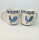 New ListingVTG TIENSHAN Coffee Cups Mugs Folk Art Primitive Blue Rooster Set of 2