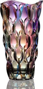 Crystal Glass Colorful Vase,Flower Vase Decor for Home Dining Table Living Room,