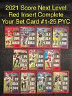 2021 SCORE FOOTBALL NEXT LEVEL RED INSERT YOU PICK CARD #1-25 COMPLETE YOUR SET