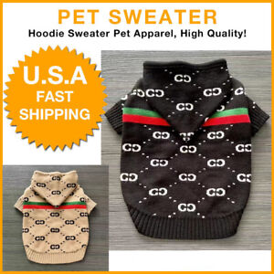 Luxury Fashion Hoodie Sweater Dog Apparel Pet Clothes, High Quality, Black Beige