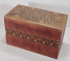 Vintage Flemish Style Wooden 2-Deck Cards Box Queen Of Hearts
