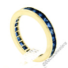 Vintage 18k Gold 3ctw GIA French Square Cut Sapphire Channel Eternity Band Ring
