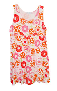 Fresh Produce XL Cotton Sleeveless Ruffle-Hem  Dress Knee Length Pink/White EC