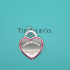 Tiffany & Co. Silver Heart with Pink Enamel outline Return to Tiffany Pendant