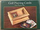 Vintage Classic Golf Playing Cards In Etched Glass Pine Display Box NEW