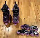 Purple Roller Derby Skates Plus Interchangeable In Line Roller Blades Sz 3-6