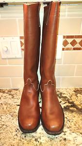 EUC Tall Andeson Bean Brown Calf Leather Calvary Cowboy Boots - US Size 12 D