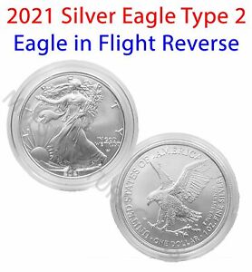 2021 $1 Silver Eagle Type 2 BU 1oz .999 Fine Silver in airtite T2 Uncirculated