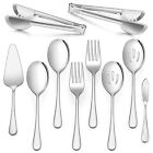 Large Serving Utensils Set of 10, Stainless Steel Serving Spoon, Slotted Spoo...