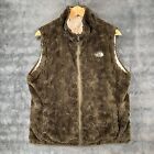 North Face Jacket Womens Large Brown Solid Sherpa Fleece Puffer Reversible Vest
