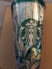 🔥  Starbucks 2022 Summer Grande Silver and Green Foliage Tumbler 16oz New 🔥