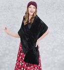 NWT CAbi Drama Scarf Black Crushed Velvet Velour Snap Buttons $80