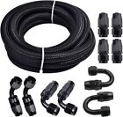AN10 -10AN Fitting Stainless Steel Nylon Braided Oil Fuel Hose Line 16Ft Kit New