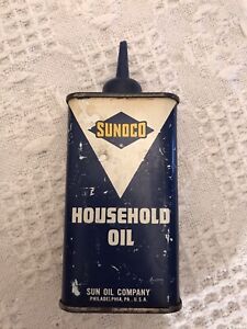 Sunoco Household Oil 1950s Gas Pump Graphics Vintage Can