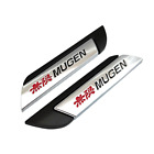 Pair Metal Side Wing Mugen Silver & Black Logo Emblem Sport Badge Sticker Decal (For: Nissan)