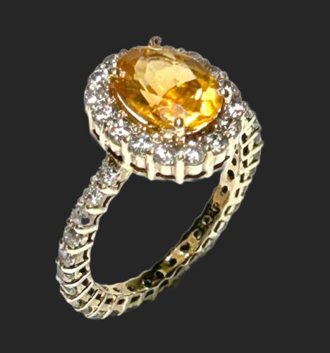 Elegant Natural 2.2 Carats 7 x 9mm Citrine Yellow Color Oval Shape Ring Size 6