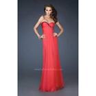 La Femme Prom 18186 Embellished Watermelon Pink Strapless Chiffon Long Gown 0 2
