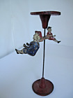 Antique Hand Painted German Tin Toy 2 Children on a Spinning Spiral c. 1905