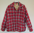 WRANGLER Sherpa Lined Flannel Shirt Mens Size Large Long Sleeve Red Check Plaid