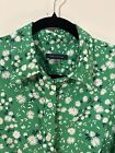 Tommy Hilfiger Cotton Dress Short Sleeve Button Down Dress Size 4 Green Floral