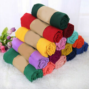 Women Autumn Spring Solid Linen Cotton Hijab Wrap Shawl Long Scarf Head Scarves